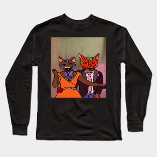 drawing scary cat marriage nightmare Long Sleeve T-Shirt